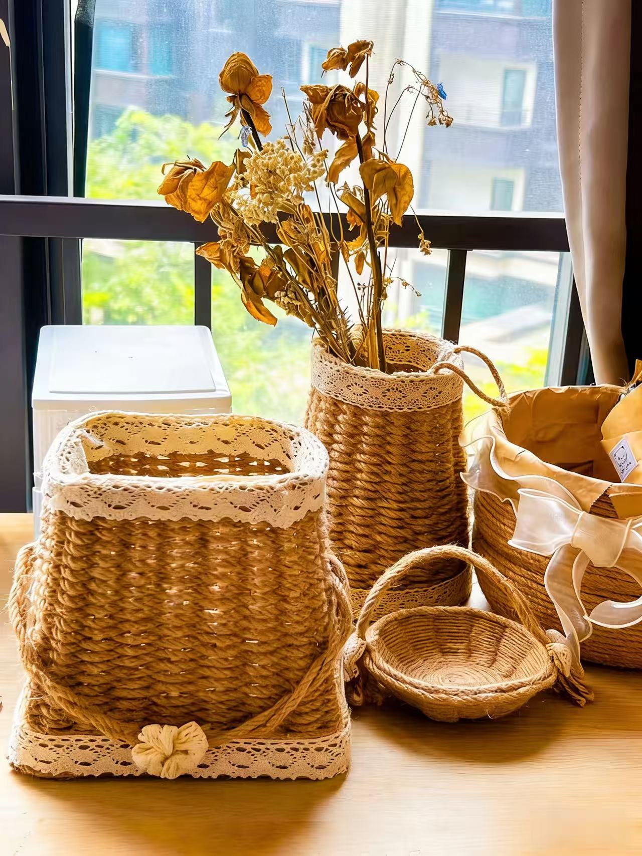 Handmade Hemp Rope Crafts: Making Techniques & Uses for Bags, Phone Stands, Baskets & Tissue Boxes