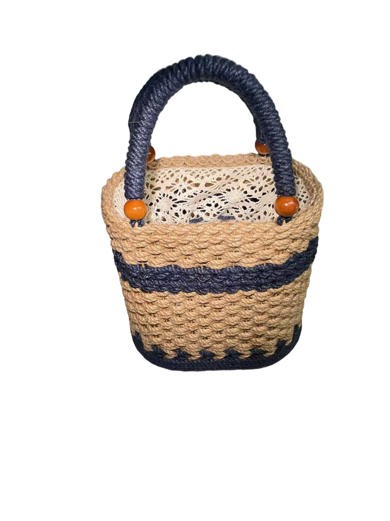 Artisanal Jute Woven Handbag - Vintage Style Large Capacity Tote for Women