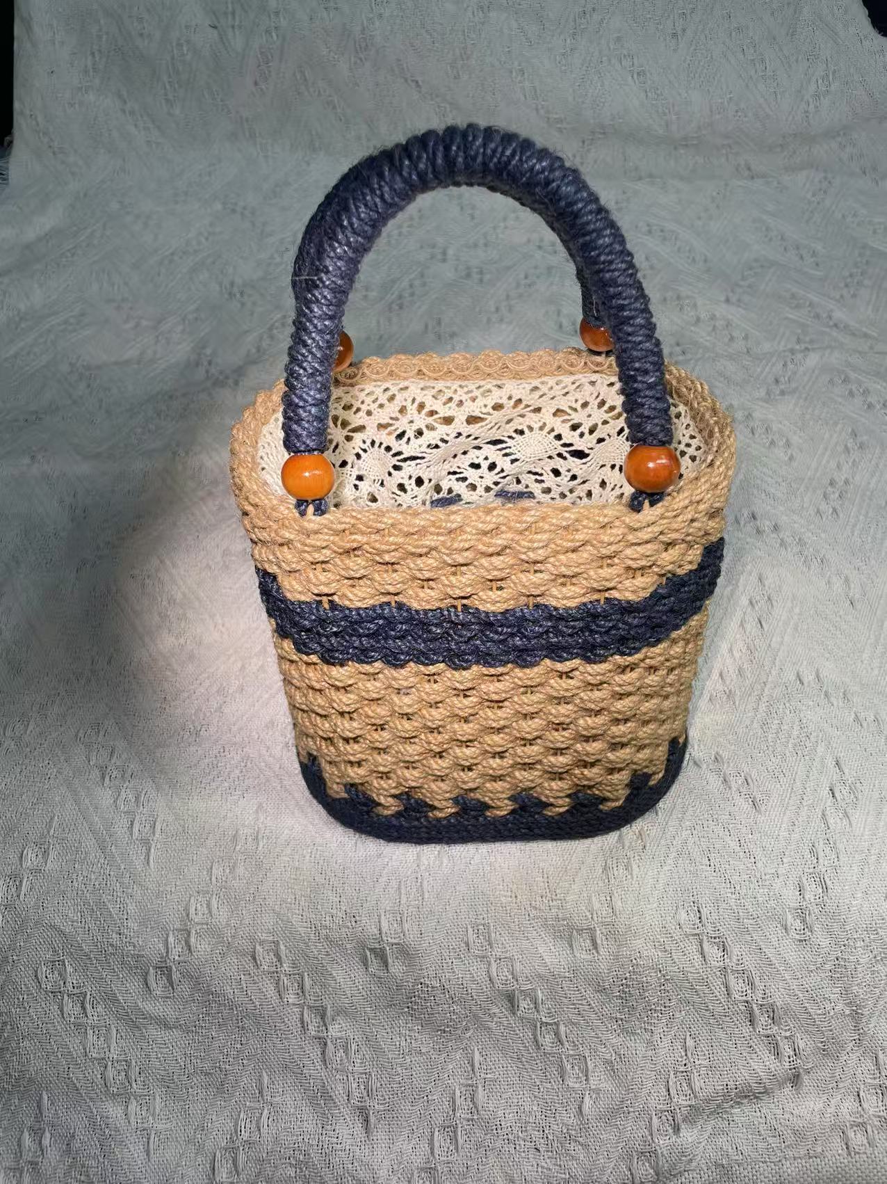 Artisanal Jute Woven Handbag - Vintage Style Large Capacity Tote for Women