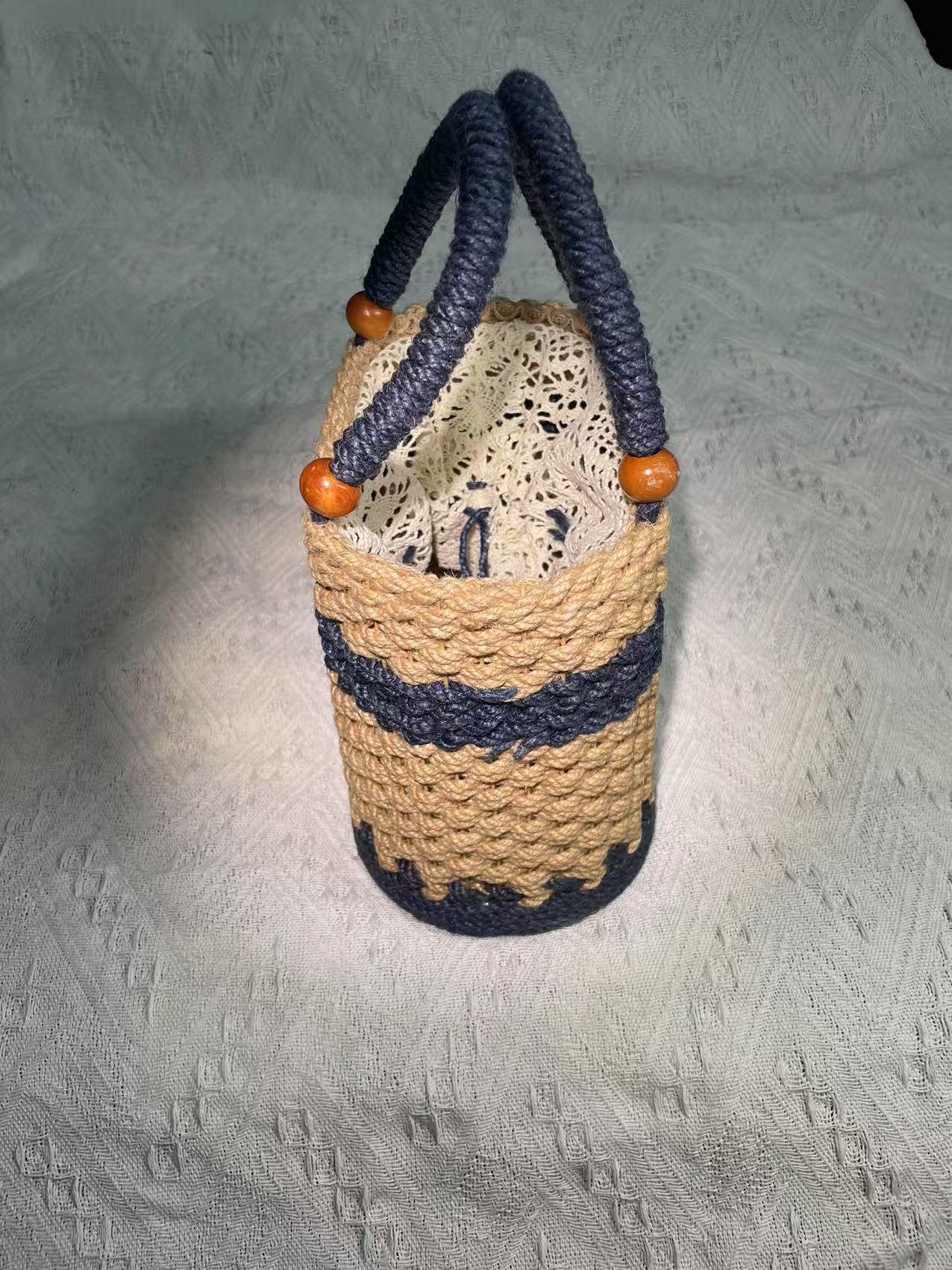 Artisanal Jute Woven Handbag - Vintage Style Large Capacity Tote for Women