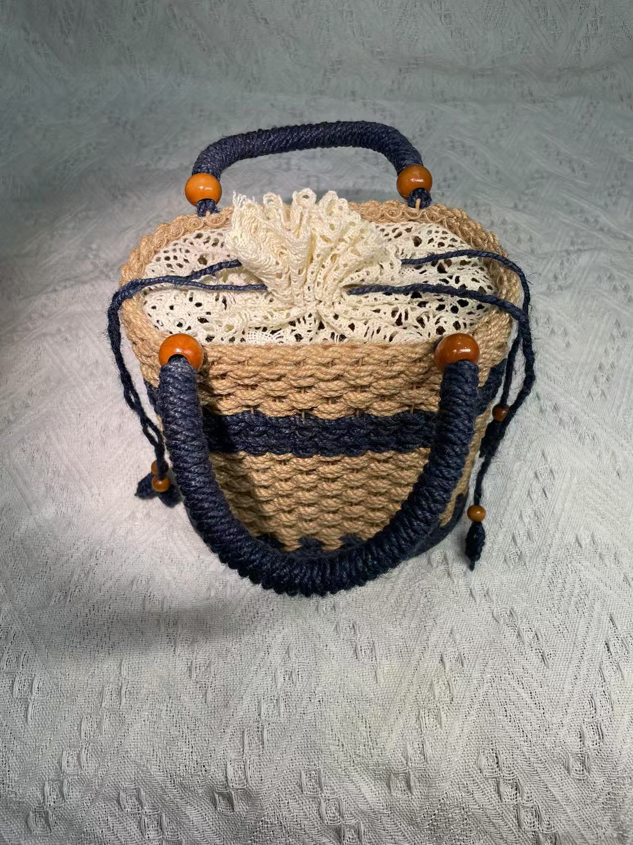Artisanal Jute Woven Handbag - Vintage Style Large Capacity Tote for Women