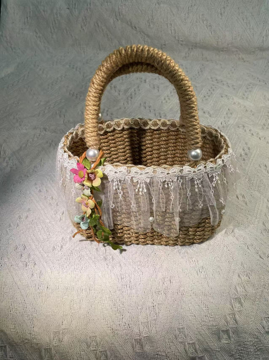 Hand-Woven Jute Tote Bag - Handmade Reusable Shopping Bag for Daily Commute Picnic