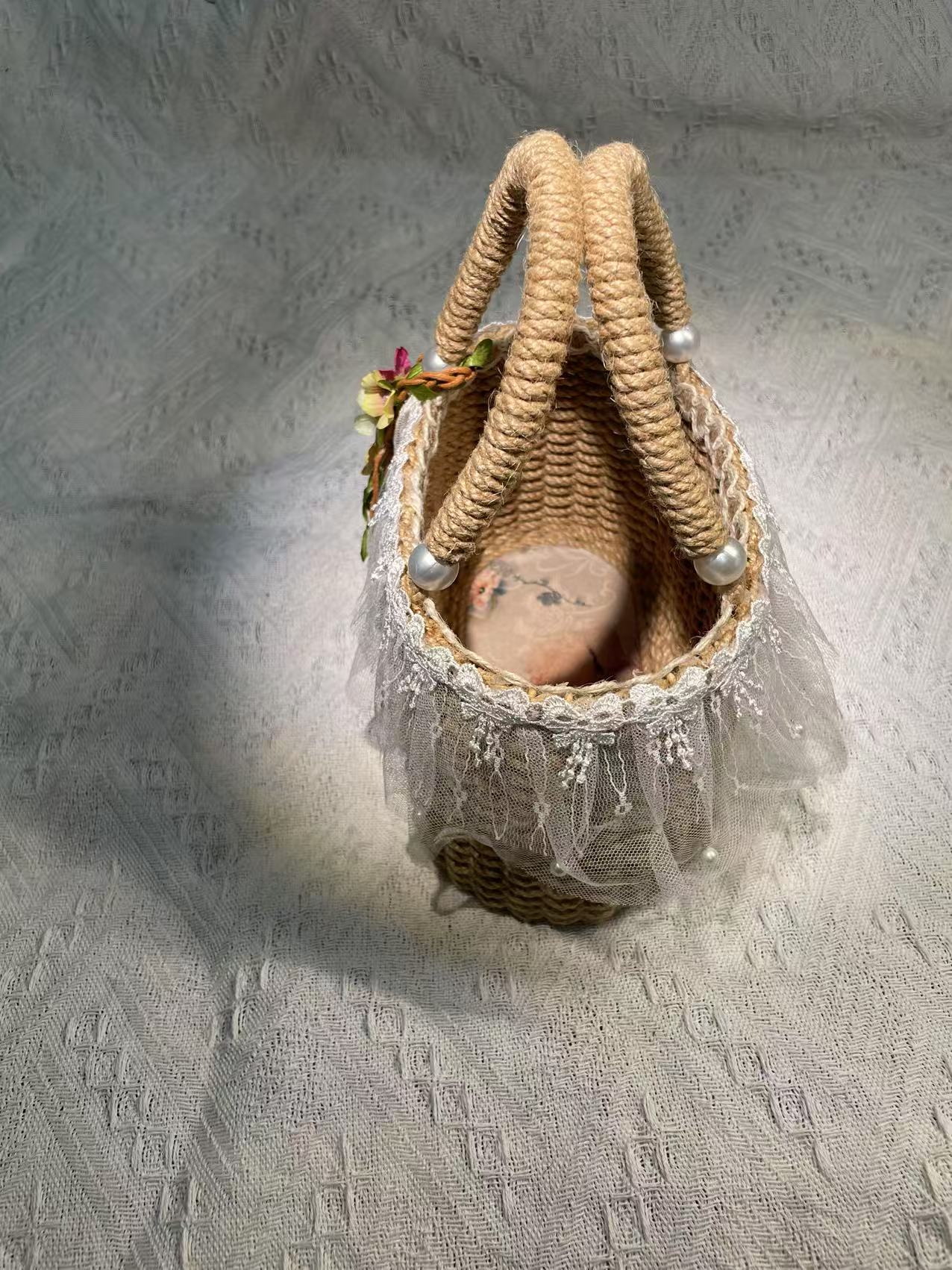 Hand-Woven Jute Tote Bag - Handmade Reusable Shopping Bag for Daily Commute Picnic