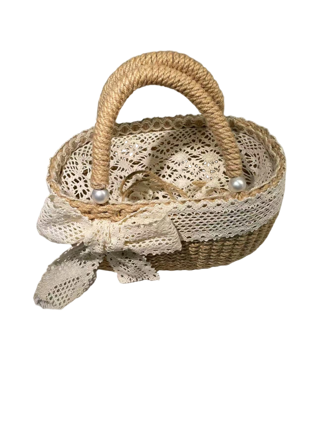Hand-Woven Jute Tote Bag - Handmade Reusable Shopping Bag for Daily Commute Picnic