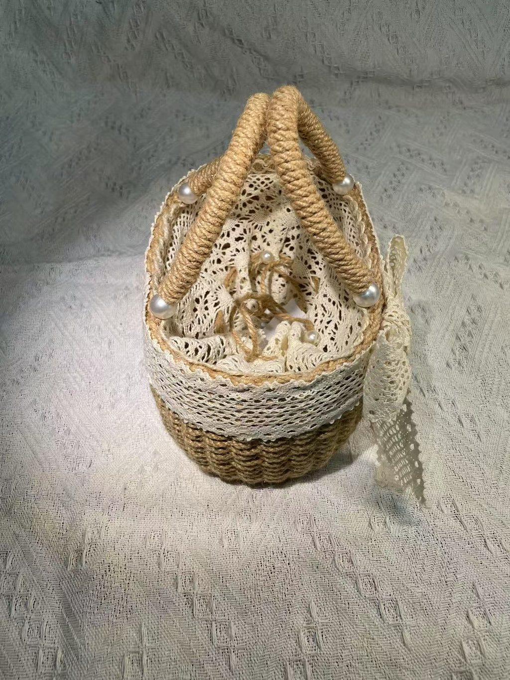 Hand-Woven Jute Tote Bag - Handmade Reusable Shopping Bag for Daily Commute Picnic