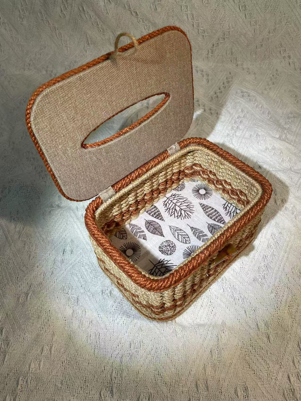 Hand-woven hemp rope paper drawer box storage box