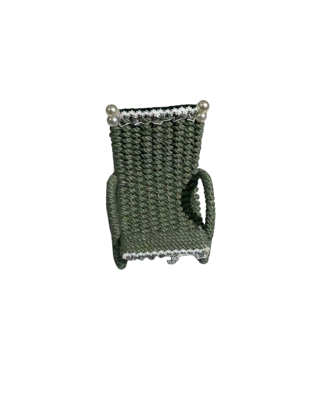Hand woven chair shaped phone holder