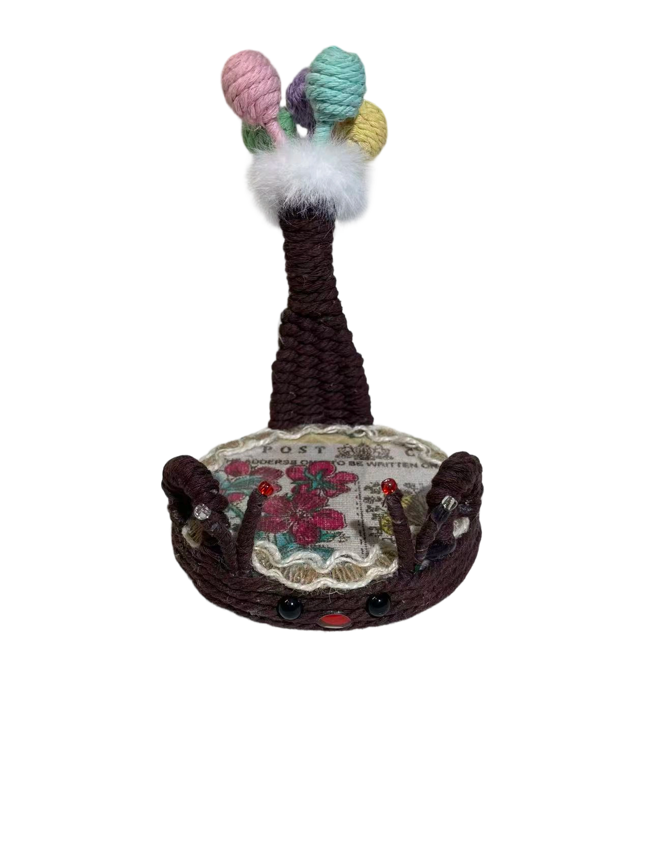Hand woven fawn shaped phone holder